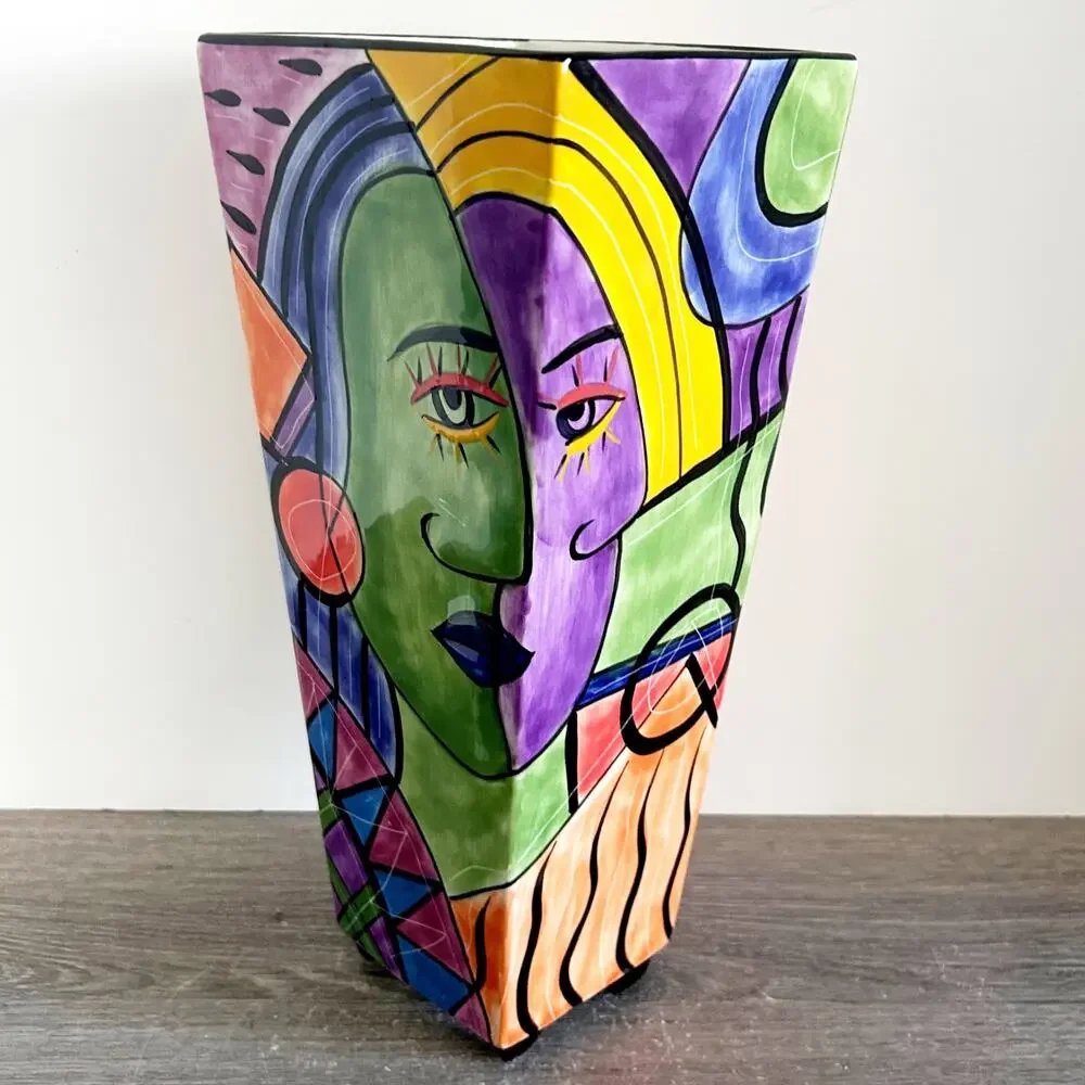Muzeum Picasso Style Cubism Abstract Face Memphis Art Pottery Ceramic 13